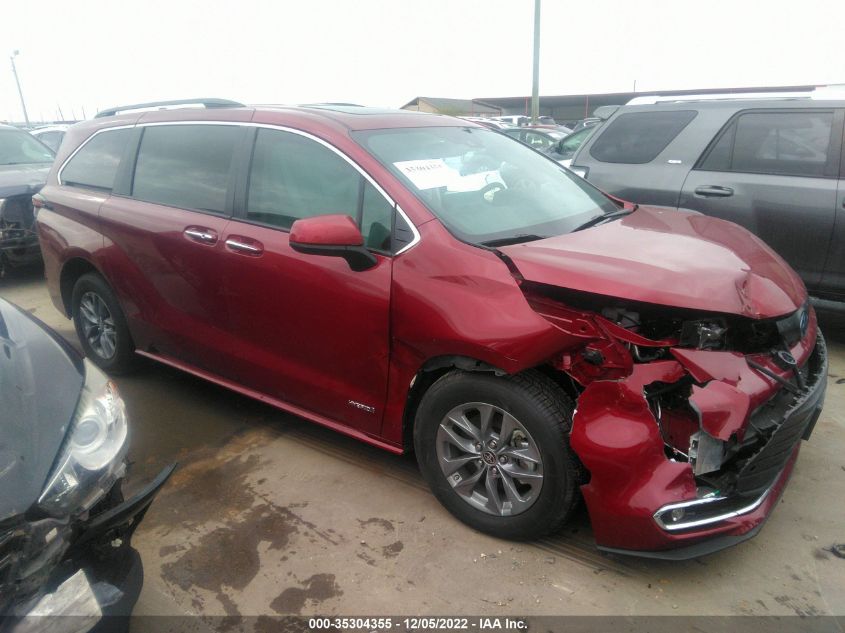 2021 TOYOTA SIENNA XLE VIN: 5TDYRKEC3MS052734