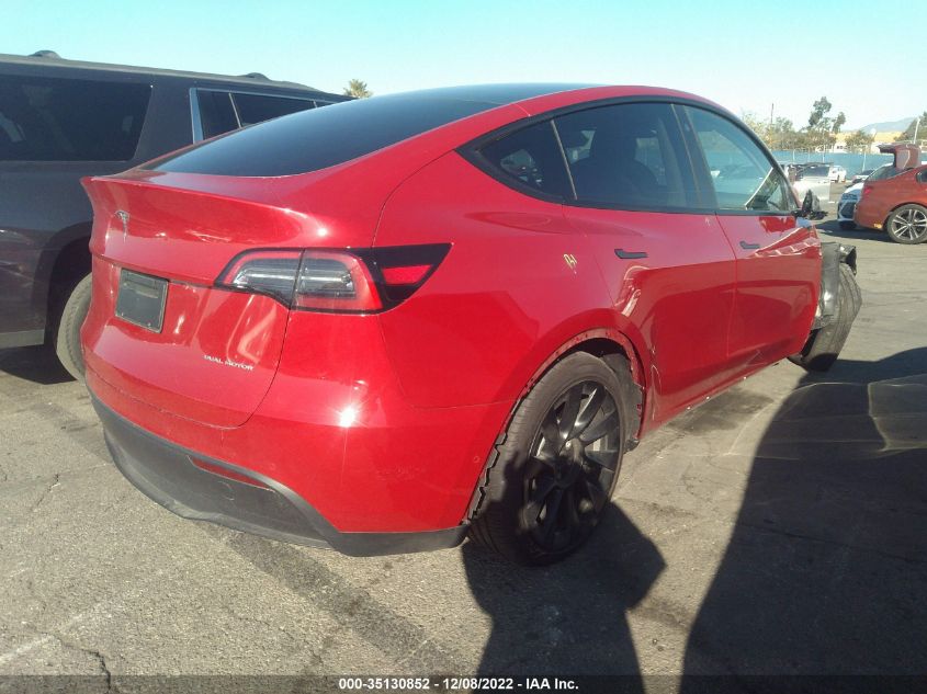 2022 TESLA MODEL Y LONG RANGE VIN: 7SAYGDEE0NF352078
