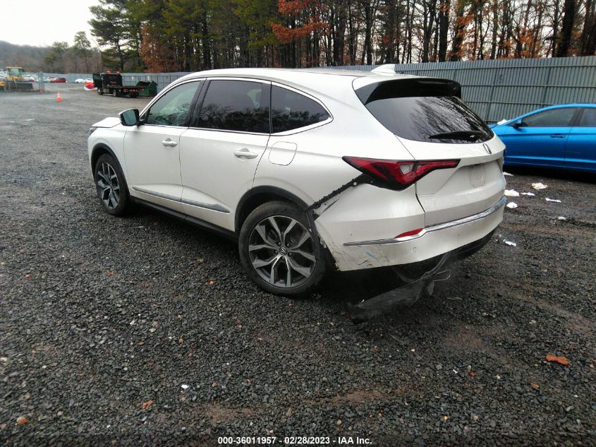 2022 ACURA MDX W/TECHNOLOGY PACKAGE VIN: 5J8YE1H43NL035916