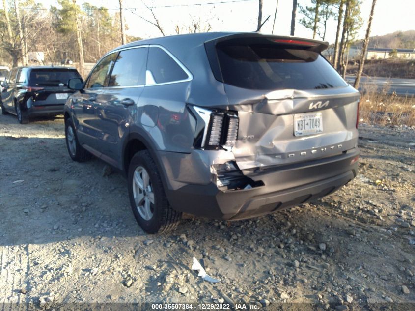 2022 KIA SORENTO LX VIN: 5XYRGDLC3NG112289