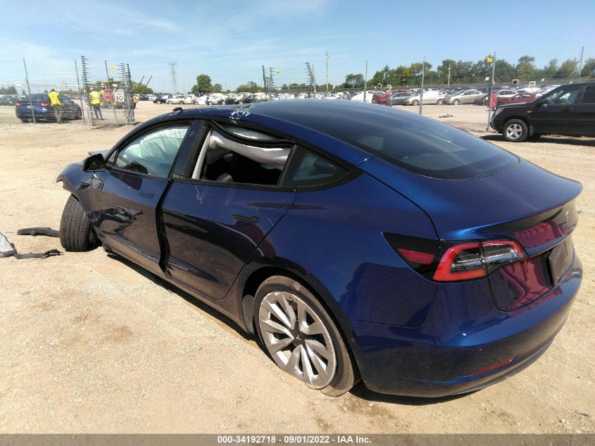 2022 TESLA MODEL 3 LONG RANGE VIN: 5YJ3E1EB4NF163936