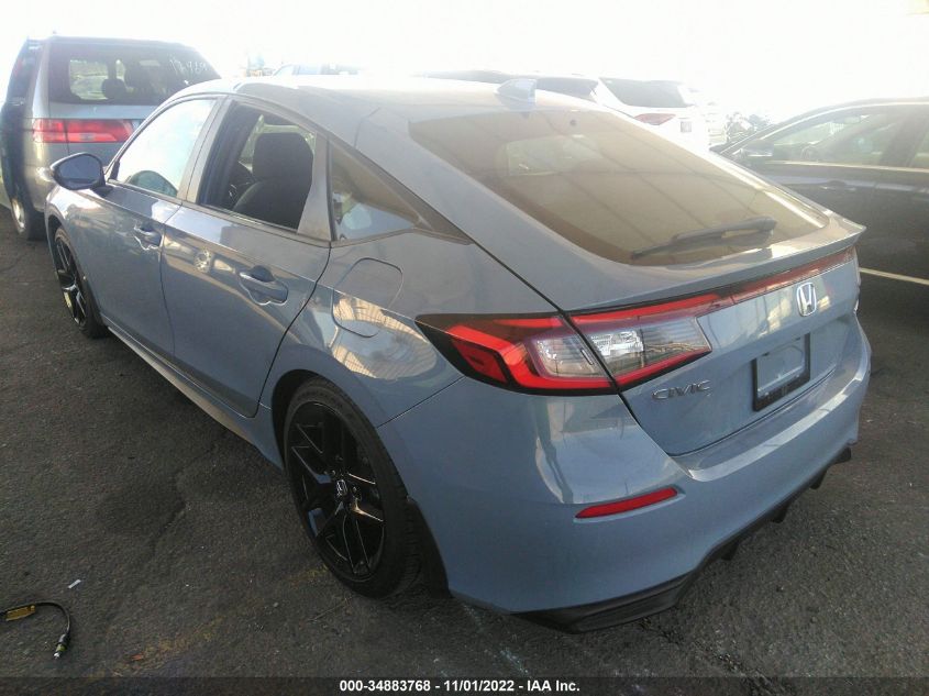 2022 HONDA CIVIC HATCHBACK SPORT VIN: 19XFL2H86NE008240