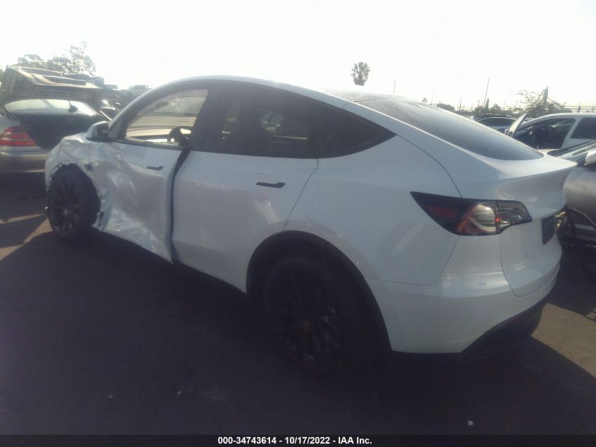 2022 TESLA MODEL Y LONG RANGE VIN: 7SAYGDEE8NF551752