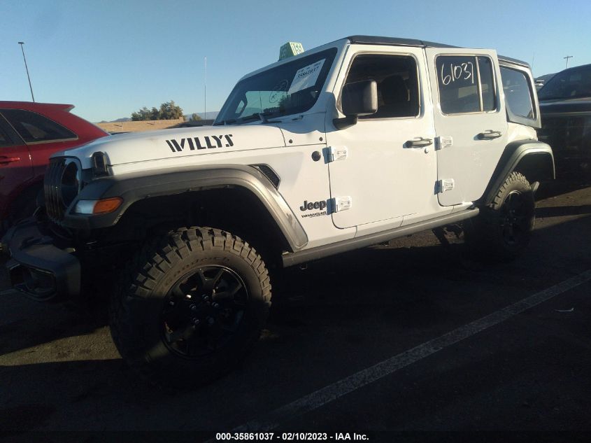 2022 JEEP WRANGLER UNLIMITED WILLYS SPORT VIN: 1C4HJXDG6NW234860