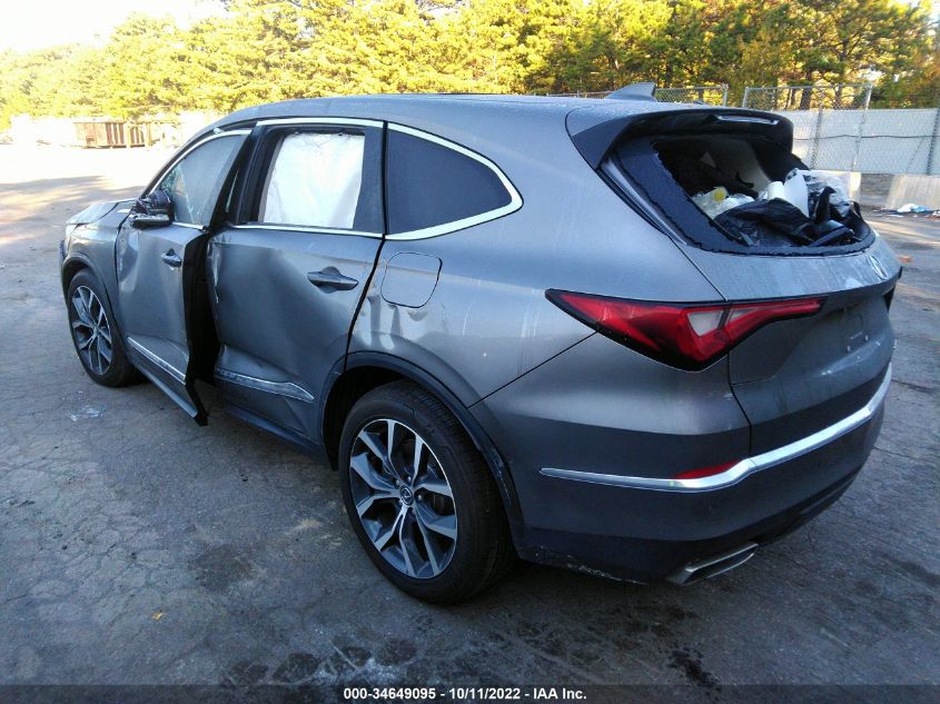 2022 ACURA MDX W/TECHNOLOGY PACKAGE VIN: 5J8YE1H43NL042929