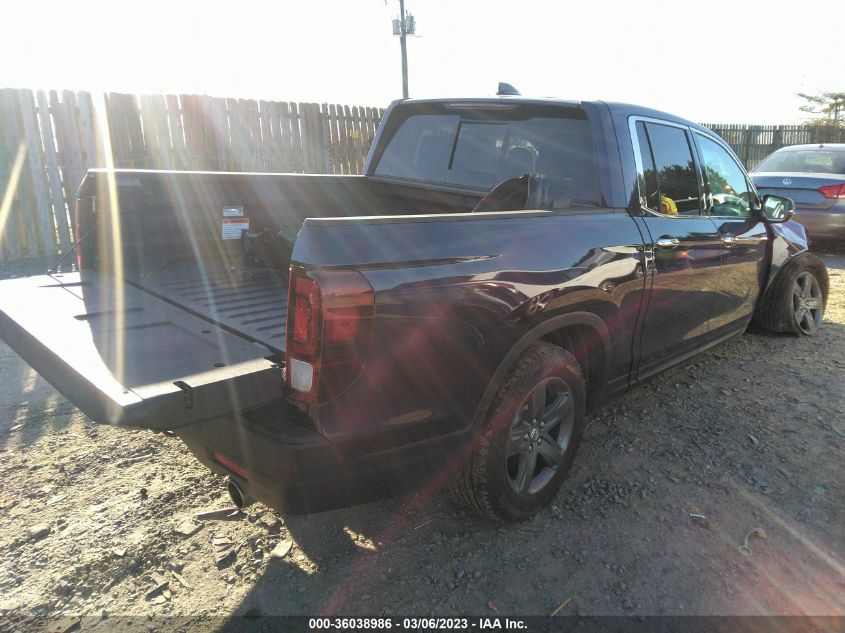 2022 HONDA RIDGELINE RTL-E VIN: 5FPYK3F72NB016655