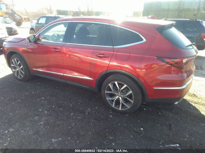 2022 ACURA MDX W/TECHNOLOGY PACKAGE VIN: 5J8YE1H40NL012237