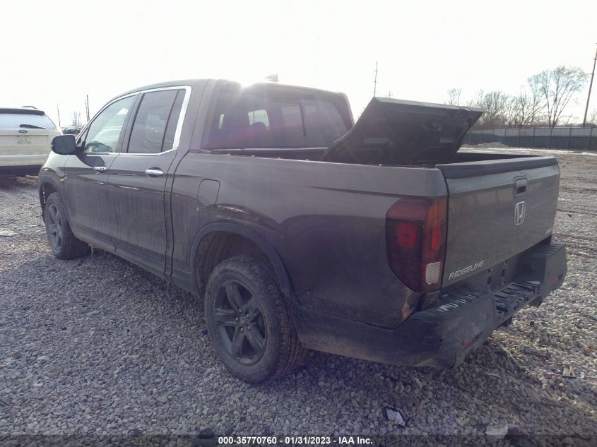2022 HONDA RIDGELINE RTL-E VIN: 5FPYK3F73NB032508
