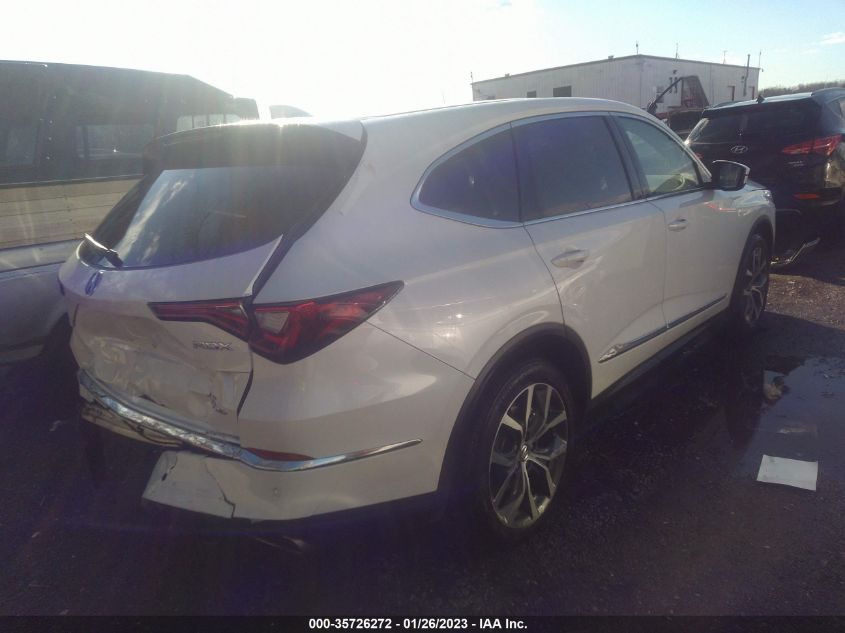 2022 ACURA MDX W/TECHNOLOGY PACKAGE VIN: 5J8YE1H4XNL051109