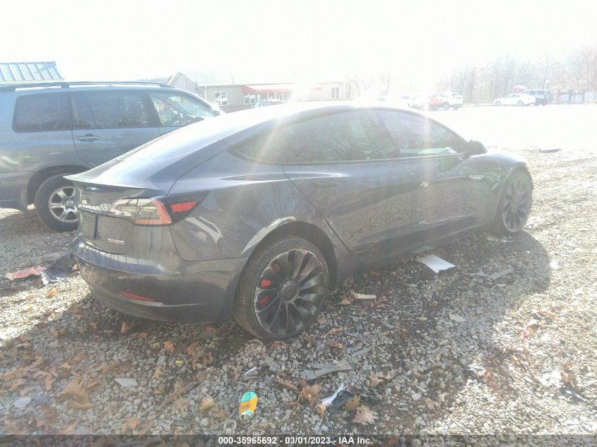 2022 TESLA MODEL 3 PERFORMANCE VIN: 5YJ3E1EC0NF103905