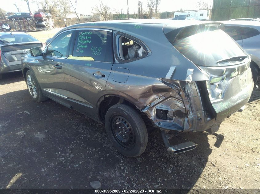 2022 ACURA MDX W/ADVANCE PACKAGE VIN: 5J8YE1H83NL018939