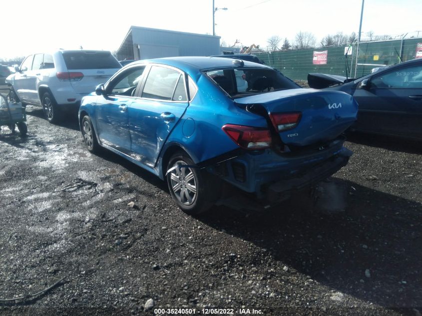 2022 KIA RIO S VIN: 3KPA24AD0NE478554