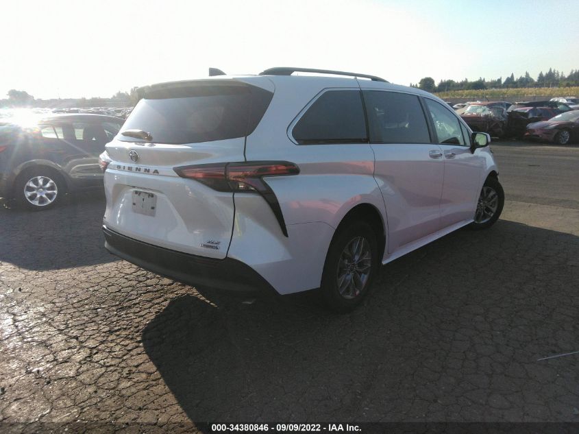 2022 TOYOTA SIENNA XLE VIN: 5TDYSKFC7NS041062