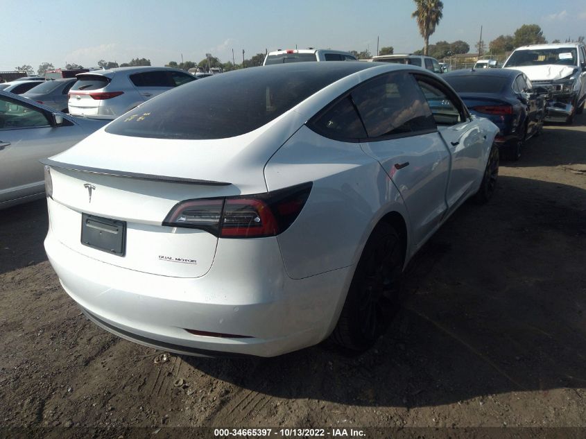 2022 TESLA MODEL 3 PERFORMANCE VIN: 5YJ3E1EC4NF319174