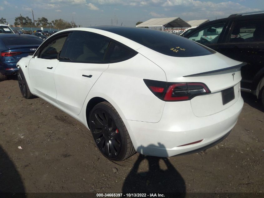 2022 TESLA MODEL 3 PERFORMANCE VIN: 5YJ3E1EC4NF319174