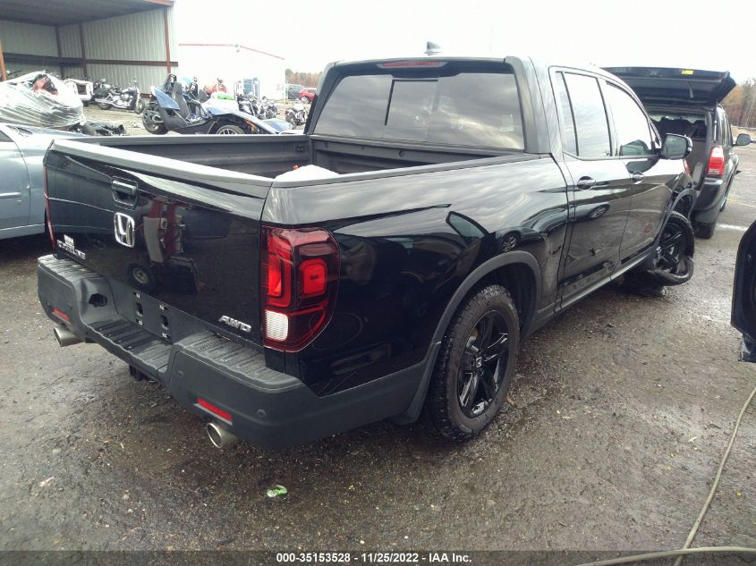 2022 HONDA RIDGELINE BLACK EDITION VIN: 5FPYK3F84NB025267