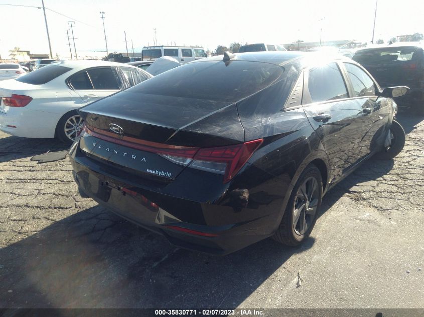 2022 HYUNDAI ELANTRA HYBRID BLUE VIN: KMHLM4AJ6NU031376