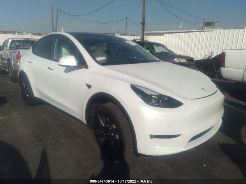 2022 TESLA MODEL Y LONG RANGE VIN: 7SAYGDEE8NF551752