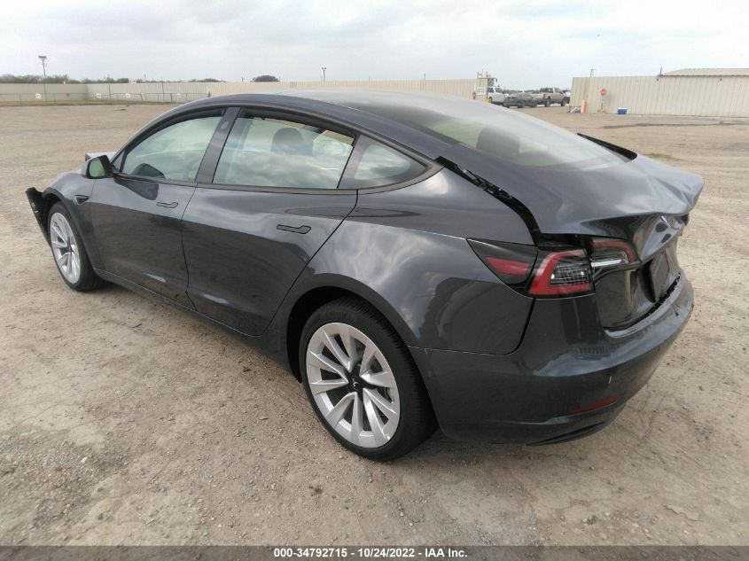 2022 TESLA MODEL 3 VIN: 5YJ3E1EA7NF355164