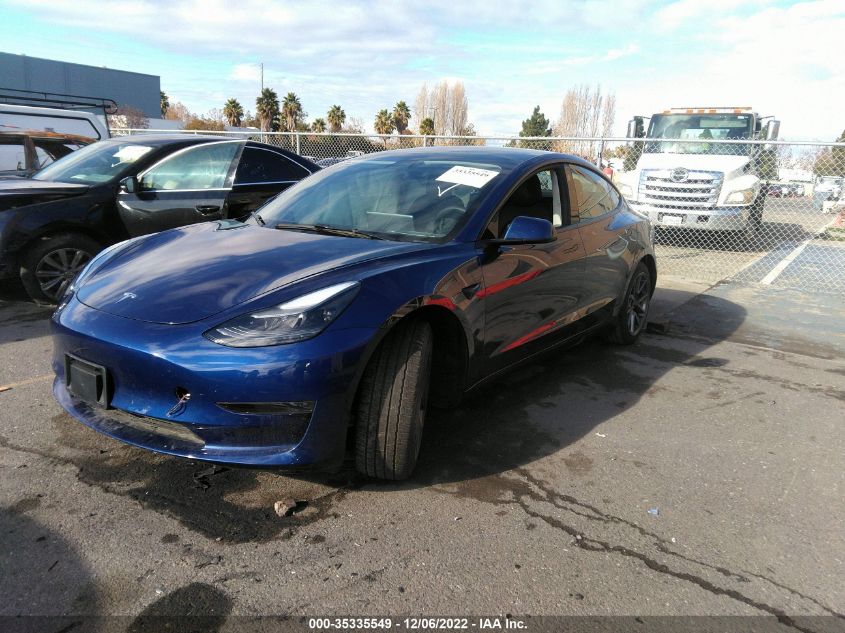 2022 TESLA MODEL 3 VIN: 5YJ3E1EA0NF243645