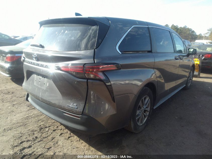 2022 TOYOTA SIENNA LE VIN: 5TDKSKFC4NS043535