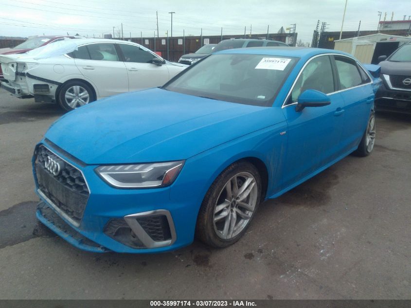 2022 AUDI A4 SEDAN S LINE PREMIUM PLUS VIN: WAUEAAF48NN015307