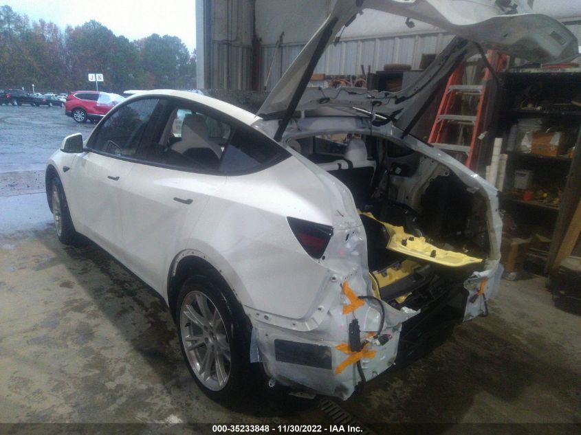 2021 TESLA MODEL Y LONG RANGE VIN: 5YJYGDEE3MF252620