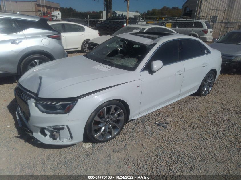 2021 AUDI A4 SEDAN S LINE PREMIUM PLUS VIN: WAUEAAF44MN007350