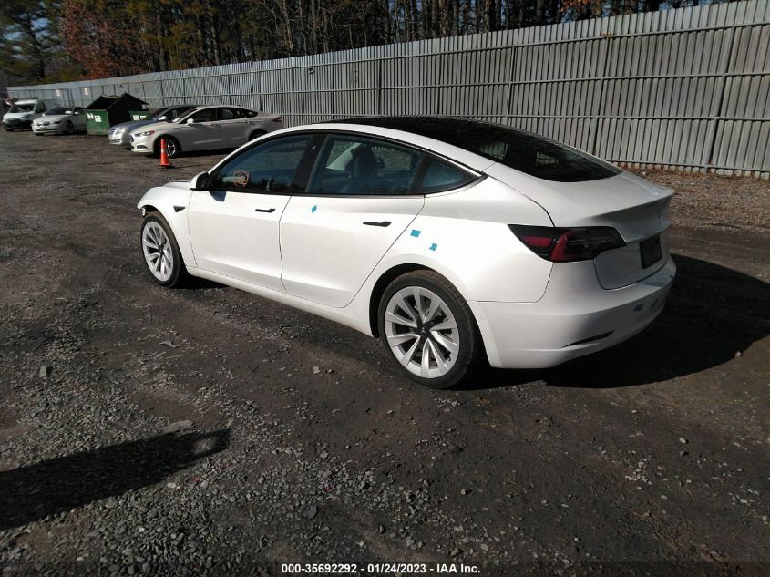 2022 TESLA MODEL 3 LONG RANGE VIN: 5YJ3E1EB1NF205513