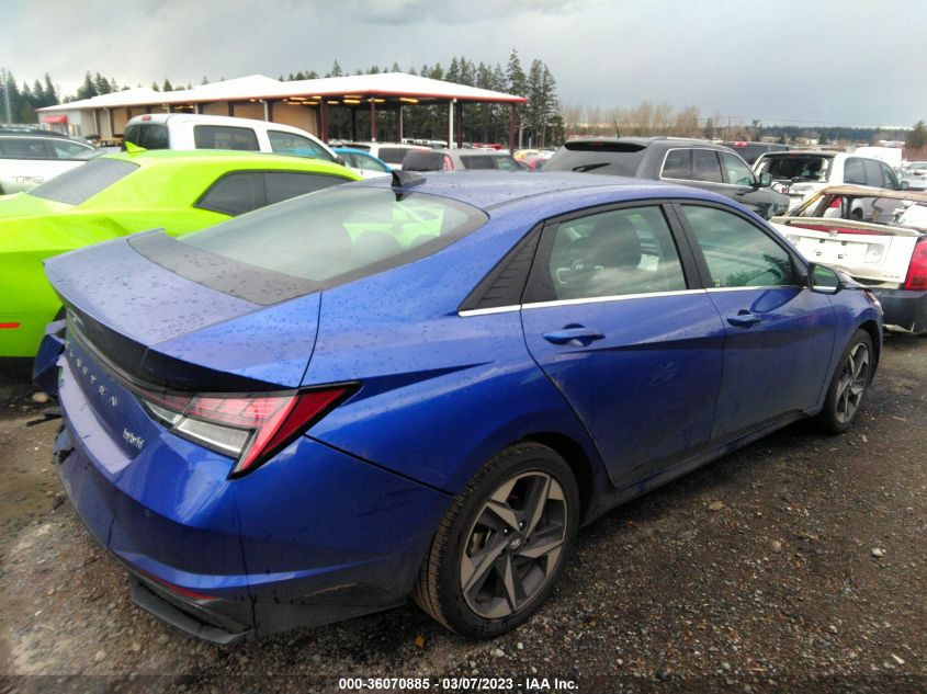 2022 HYUNDAI ELANTRA HYBRID LIMITED VIN: KMHLN4AJ5NU024450