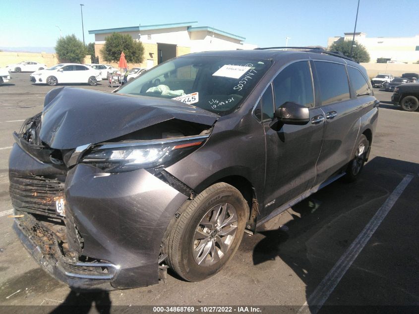 2021 TOYOTA SIENNA XLE VIN: 5TDYRKEC2MS037447