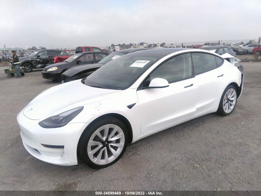 2022 TESLA MODEL 3 VIN: 5YJ3E1EA5NF296258