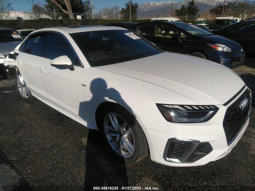 2022 AUDI A4 SEDAN S LINE PREMIUM PLUS VIN: WAUEAAF45NN012137