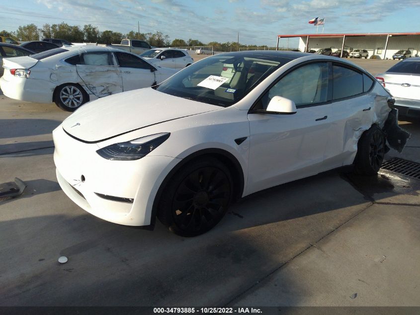 2022 TESLA MODEL Y PERFORMANCE VIN: 7SAYGDEF1NF521162