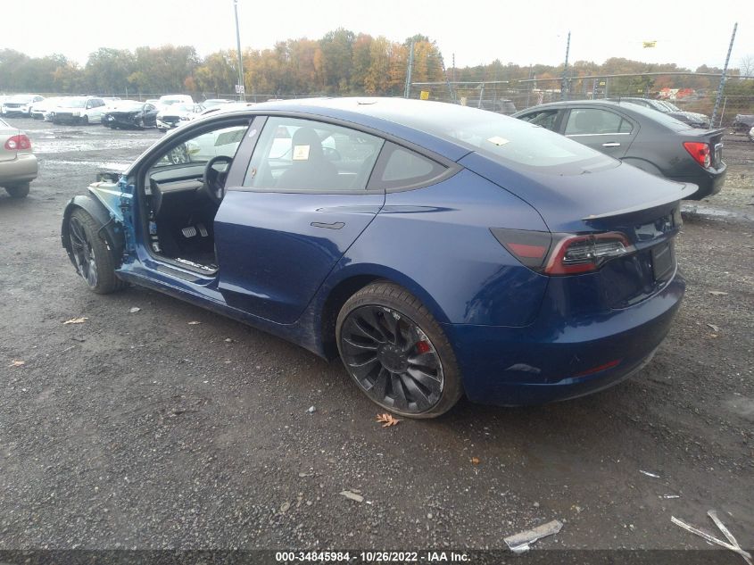 2022 TESLA MODEL 3 PERFORMANCE VIN: 5YJ3E1EC5NF260250