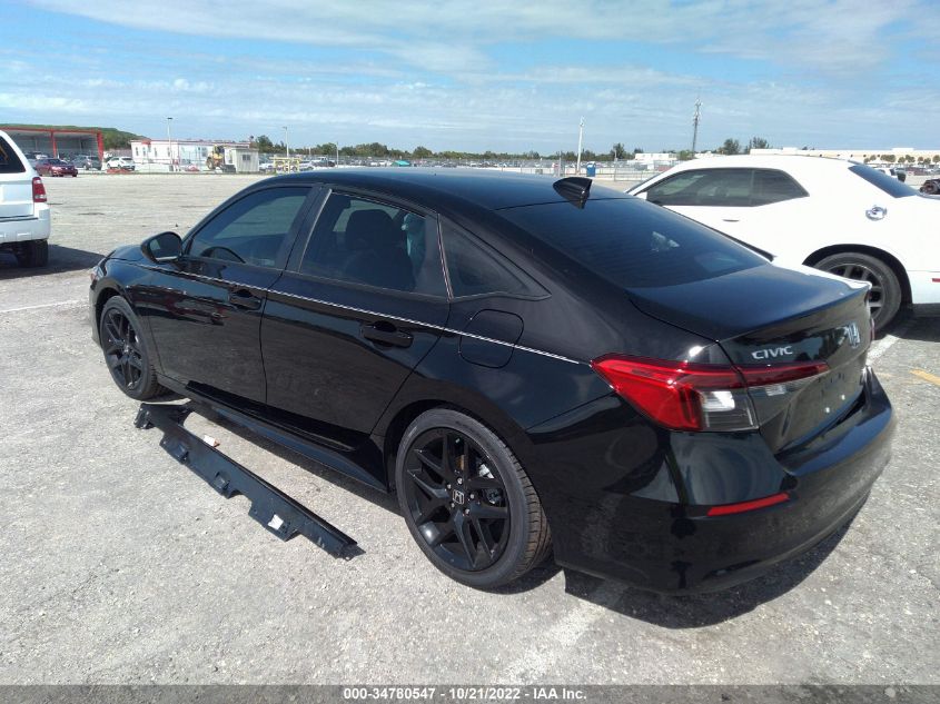 2022 HONDA CIVIC SEDAN SPORT VIN: 2HGFE2F54NH599533