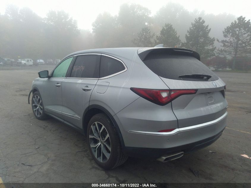 2022 ACURA MDX W/TECHNOLOGY PACKAGE VIN: 5J8YE1H43NL015035
