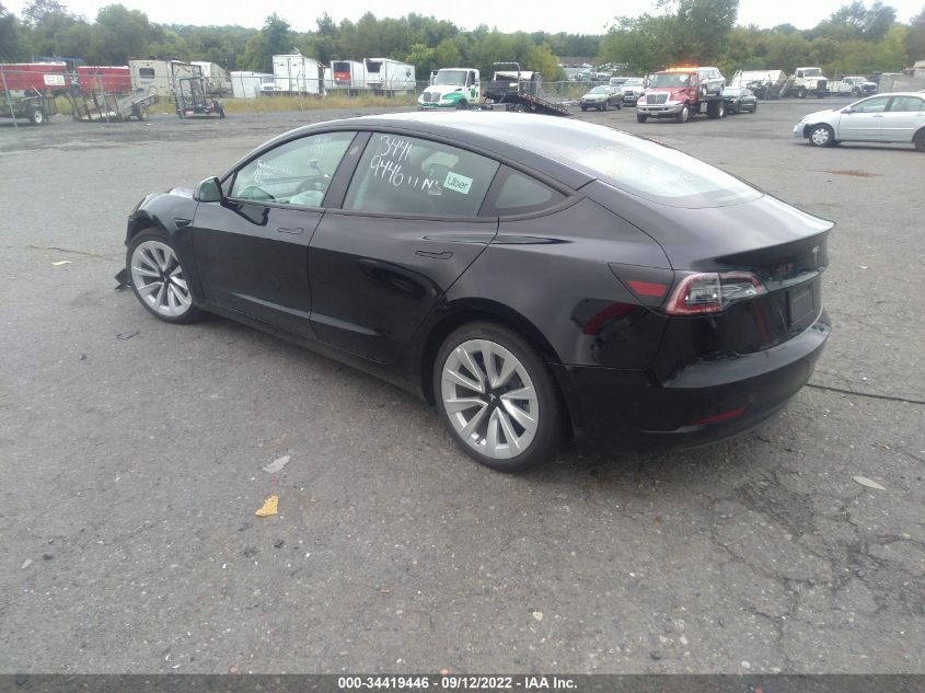 2022 TESLA MODEL 3 VIN: 5YJ3E1EA2NF189510