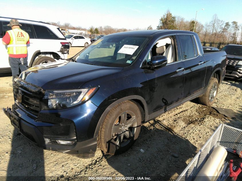 2022 HONDA RIDGELINE RTL-E VIN: 5FPYK3F72NB016655