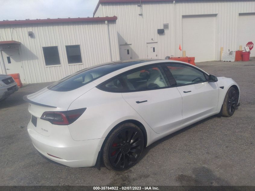 2022 TESLA MODEL 3 PERFORMANCE VIN: 5YJ3E1EC3NF132346