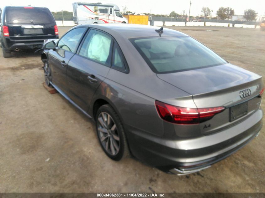 2022 AUDI A4 SEDAN PREMIUM PLUS VIN: WAUBBAF41NN000809