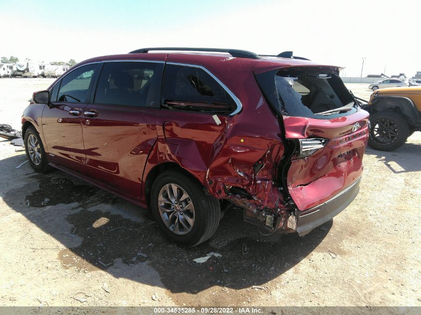 2021 TOYOTA SIENNA XLE VIN: 5TDJRKEC8MS027054