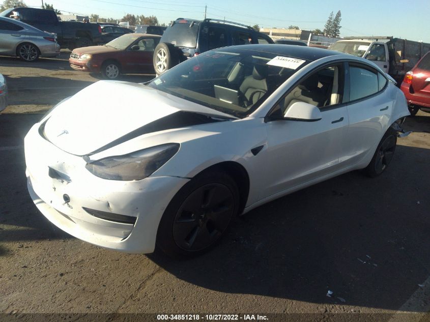 2022 TESLA MODEL 3 VIN: 5YJ3E1EA8NF147908