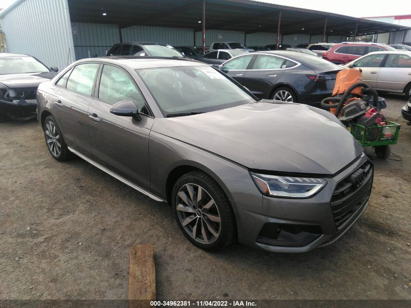 2022 AUDI A4 SEDAN PREMIUM PLUS VIN: WAUBBAF41NN000809