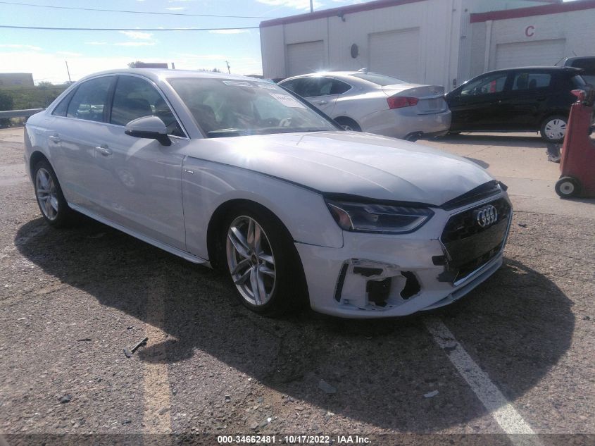 2022 AUDI A4 SEDAN S LINE PREMIUM PLUS VIN: WAUEAAF44NN014994