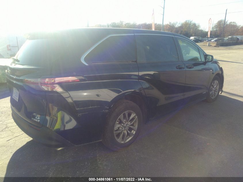 2021 TOYOTA SIENNA LE VIN: 5TDKRKEC0MS007367