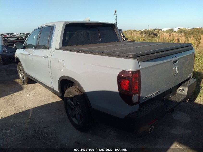 2022 HONDA RIDGELINE RTL-E VIN: 5FPYK3F70NB029338