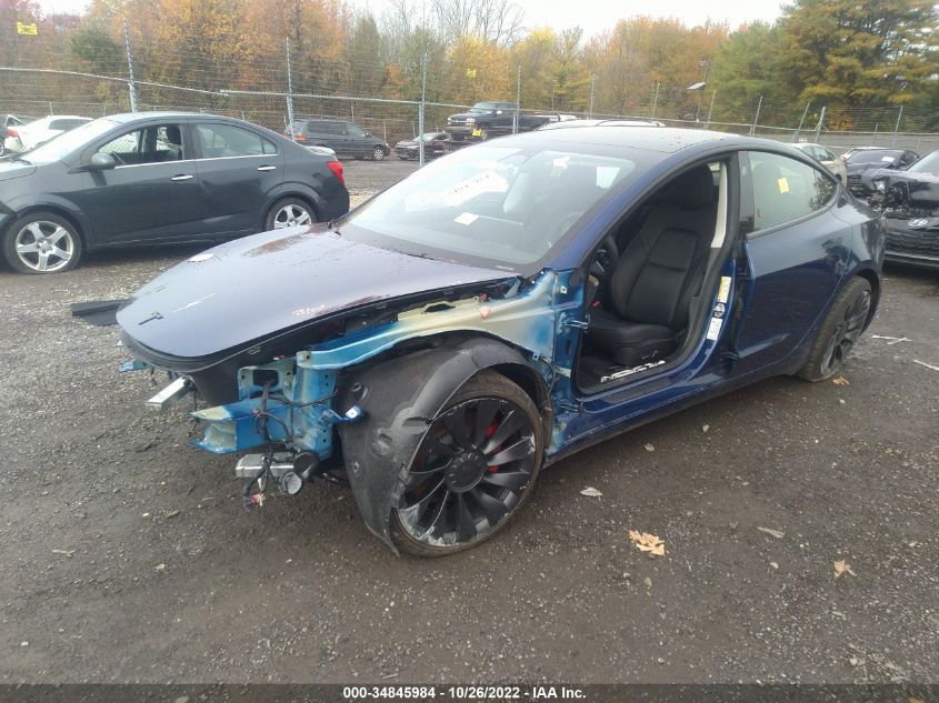 2022 TESLA MODEL 3 PERFORMANCE VIN: 5YJ3E1EC5NF260250