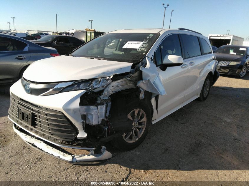 2022 TOYOTA SIENNA XLE VIN: 5TDYRKEC9NS106250