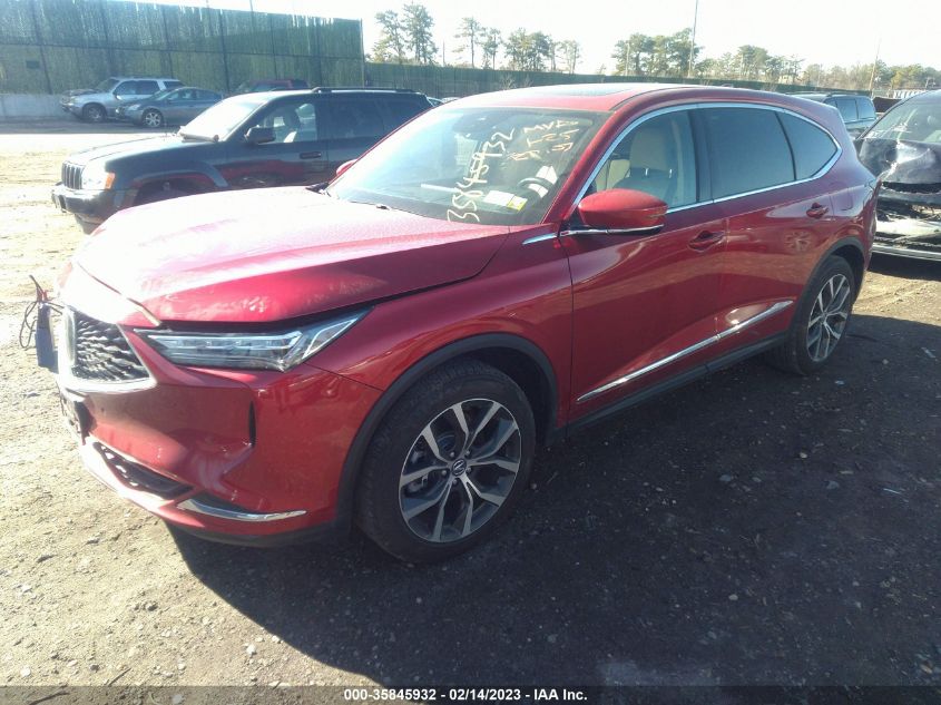 2022 ACURA MDX W/TECHNOLOGY PACKAGE VIN: 5J8YE1H40NL012237